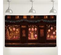 Festive Candy Shop Backdrop, Sweet Treats Holiday Photo Background, Colorful Christmas Party Decorations, Ideal for Winter Events and Celebrations 71x43 Inch
