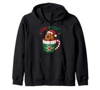 Festive Capy Holidays Cute Capybara In Mug Christmas Zip Hoodie