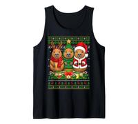 Festive Capybara Xmas Reindeer Santa Christmas Tree Tank Top