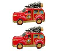 Festive Car Shaped Shortbread Biscuit Tin Gift Holiday Treat Traditional Scottish Style Crunchy Butter Biscuits Collectible Keepsake Storage Tin (pack of 2)