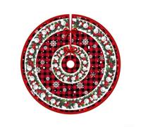 Festive cartoon print Christmas tree skirt designed to elevate holiday decorations and add charm to any size Christmas tree setup at home (A)