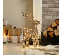 Festive Champagne Gold Lit Christmas Standing Reindeer - 55Cm