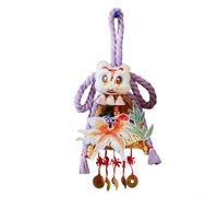 Festive Chinese New Year Decoration Wanziknot Ornament with Lucky Broom for Home Door Featuring Traditional Lion and Motifs in Vibrant Style (B)