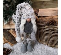 Samuel Alexander 80Cm Festive Christmas Female Grey Gonk With Oversized Hat & Extendable Legs, Grey