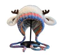 Festive Christmas Antler Hat & Bag 2-in-1, Christmas Transformable Hat and Bag, Cute Christmas Reindeer Hats, Adjustable Soft Knitted Warm Winter Hats for Children Adult