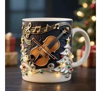 Festive Christmas Coffee Mugs - Creative Violin Design Cup, Resin Water Mug for Morning Routine, Birthday Party, Seasonal Celebrations, Christmas Tree Tea Mug, Music Lovers Cups