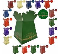 Festive Christmas Design Bouquet, Flower Box/Vase - Transportation Xmas Display Boxes (Merry Xmas Bow - Green)