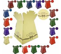 Festive Christmas Design Bouquet, Flower Box/Vase - Transportation Xmas Display Boxes (Merry Xmas Bow - Ivory)