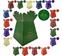 Festive Christmas Design Bouquet, Flower Box/Vase - Transportation Xmas Display Boxes (Merry Xmas Swirls - Green)