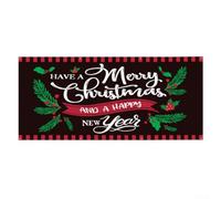 Festive Christmas garage door banner featuring bright holiday design, made of polyester fabric, includes grommets for simple installation on garage doors (B)