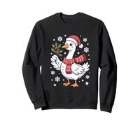 Festive Christmas Goose With Mistletoe And Snowflakes Sweatshirt