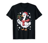 Festive Christmas Goose with Mistletoe and Snowflakes T-Shirt