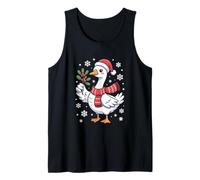 Festive Christmas Goose with Mistletoe and Snowflakes Tank Top