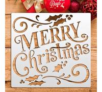Festive Christmas Greeting Wall Stencils Template Reusable Spray PaintStencils for Craft Painting On Wood Craft Canvas Walls Wood Furniture Decorations DIY Scrapbooking