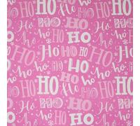 Festive Christmas Ho Ho Ho Printed Poly Cotton Fabric Polycotton 45" (1 Metre, Pink 6408)