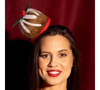 Festive Christmas Pudding Headband Red and Brown Holiday Party Accessory for Adults and Kids