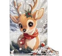 Festive Christmas Reindeer 1000 Piece Wooden Jigsaw Puzzles for Adults & Children Stress Reliever 1000pcs (75x50cm)