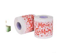 Festive Christmas Santa Pattern Toilet Tissue Roll, 24m Two Ply White Wood Pulp Paper for Holiday Bathroom Decoration at Home, Cafe, Shop(C)
