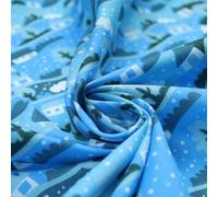 Festive Christmas Snow Globe Streets Printed Poly Cotton Fabric Polycotton 45" (1 Metre, Blue 6431)