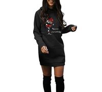 Festive Christmas Sweatshirt for Women, Holiday Themed Print Pullover with Long Sleeves, Soft Stretch Polyester Fabric for Christmas Parties and Cozy Winter Days (M) B-black