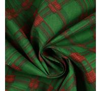 Festive Christmas Tartan Check Printed Poly Cotton Fabric Polycotton Mask 45" (Sample (10cm x 10cm), Green 6512)