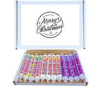 Festive Christmas Treat Box | Retro Candy Sweet Box With Giant Fizzers,Giant Love Hearts & Giant Parma Violets 4 Pack of Each Bonbon Snack