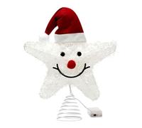 Festive Christmas Tree Decoration LED Shining Star With Smile Face And Santa Hat Christmas Tree Toppers Hat