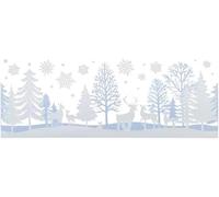 Festive Christmas Window Decal Sticker 65x20cm Snowy Winter Village Scene Easy-to-Apply Holiday Random Decoration for Windows, Glass, and Mirrors (Random)