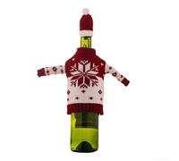 Festive Christmas wine bottle sleeve with knitted snowman design for table decor and holiday celebrations 10x14 5cm (A)