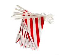Festive Circus Theme Party Decor, Red and White Striped Pennant Banner, Highlight Your Event (20 * 30cm 20 flags 10M)