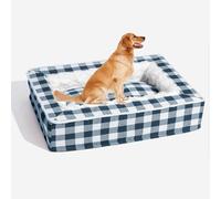 Festive Classic Tartan Cozy Dog Anti-Anxiety Calming Bed, Classic Tartan Pet Bed - Square Dog Beds (Blue, XL: 39.37 * 31.5 * 7.87 in)