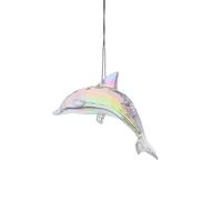 Festive Clear Iridescent Acrylic Dolphin 10 Centimeter Hanging Decoration