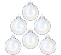 Festive Clear Ornament 10cm Lightweight Plastic Tree Decor(10cm) | 6cm clear PET bauble, iridescent rainbow finish, lightweight hanging design, festive tree decor