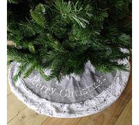 Festive Contemporary Christmas Tree Skirt with Grey Fur 100cmDia