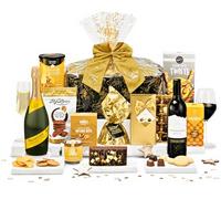 Festive Cracker Hamper with Mulled Wine - Gourmet Xmas Gift Set - Prosecco, Shortbread, Cheese Twists, Chocolates - Mulled Wine Gift Basket for Men & Women, Xmas Food Gifts