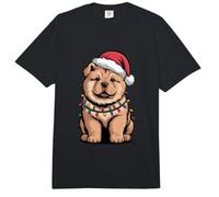 Festive Cute Chow Chow Puppy Santa Lights Dog Mom Dad Lover Comfort Colors Adult Heavyweight T-Shirt