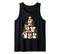 Festive Cute Santa Hat Penguin Christmas Tree Tank Top