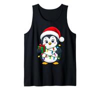 Festive Cute Xmas Lights Santa Hat Penguin Christmas Tank Top