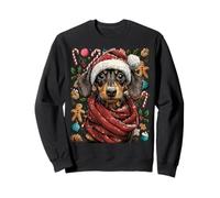 Festive Dachshund with Santa Hat Snowy Winter Christmas Dog Sweatshirt
