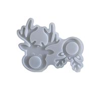 Festive Deer Resin Mold 2 Cavities Silicone Candle-Mold with Hole for Epoxy Soap Holiday Home Decor Christmas Ornament Resin Molds