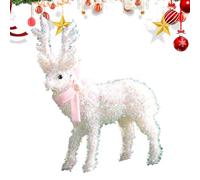 Festive Deer Shelf - 13x21cm Resin Figurine, Sparkling Holiday Decorations, Anti Slip Table Statue | Charming White Elk with Red Scarf Cozy Glow, Decoration