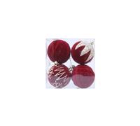 Festive diamond flocking ball for Christmas DIY hanging decor, handmade scene layout ornaments, cloth bead decorations for holiday displays (Red)