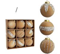 Festive DIY Christmas Ornament with 68cm Velvet Balls and Flocked Plus Hand Painted Decorations for Tree Use (8CM Beige)