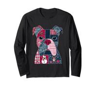 Festive Dog Patchwork with Snowman Reindeer Long Sleeve T-Shirt