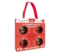 Festive Dog Treats Chicken & Duck Wrapped Biscuits - 4 Bags of Crunchy Pet Snacks in Seasonal Gift Packaging - Meaty Reward Training Treats & Stocking Fillers for Dogs at Christmas