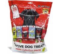 Festive Dog Treats Mini Selection Pack 12 x 100g Variety Pack for Adult Dogs, Micro Hearts, Micro Bones, Duo Bones & Meaty Steak Treats, Natural Reward & Training Snacks, 1.2kg