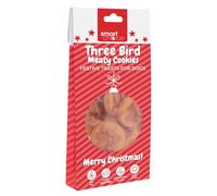 Festive Dog Treats Three Bird Cookie Pack - Low Fat Holiday Pet Biscuits in Festive Gift Packaging - Meaty Reward Snacks & Stocking Fillers for Dogs at Christmas