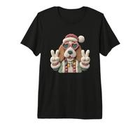 Festive Dog with Sunglasses and Peace Signs Design Premium T-Shirt