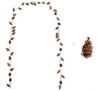 Festive Door Garland Red Berry Pinecone 200cm Plastic(Pine) | Natural rustic hues, bendable wire core, shapes around railings, mantels, wreaths, for durable plastic
