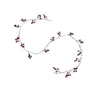 Festive Door Garland Red Berry Pinecone 200cm Plastic(Red) | Natural rustic hues, bendable wire core, shapes around railings, mantels, wreaths, for durable plastic